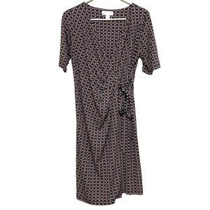 Motherhood Maternity Faux Wrap Dress M Geometric Print Career Office Church